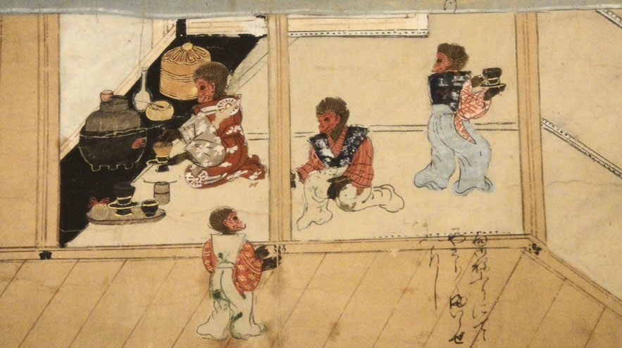 "Свиток обезьян", чайная церемония, Япония, 1550 г.